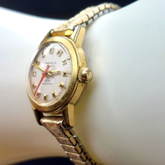 Caravelle N5 1975 Automatic Ladies Watch Gold-Tone Swiss, Water Resistant